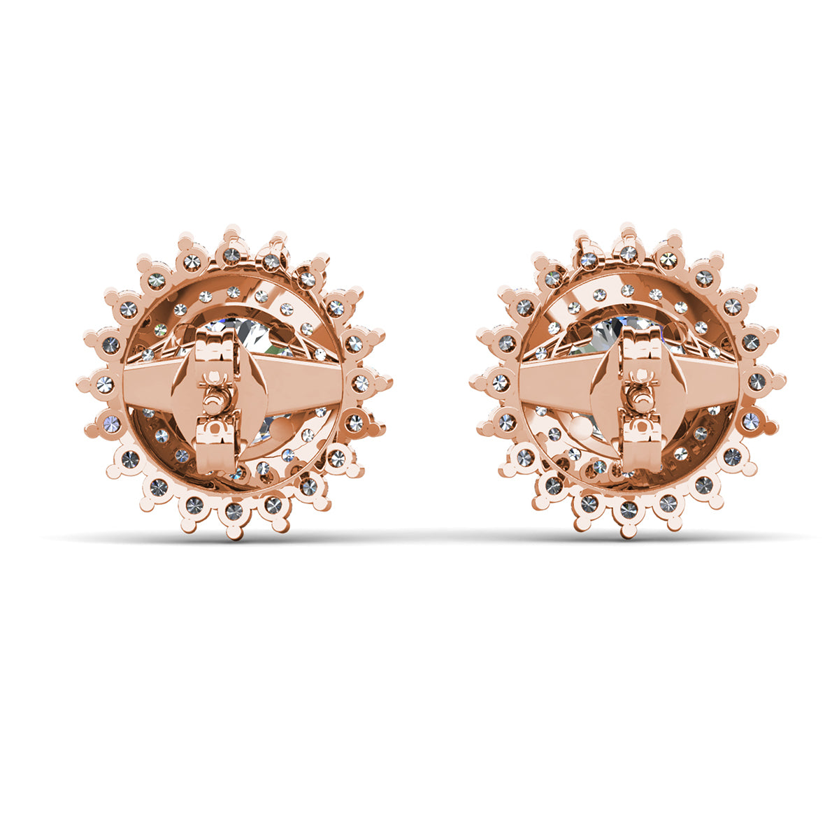 Cordelia 18k White Gold Plated Stud Earrings with Round Cut Simulated Diamond Crystals