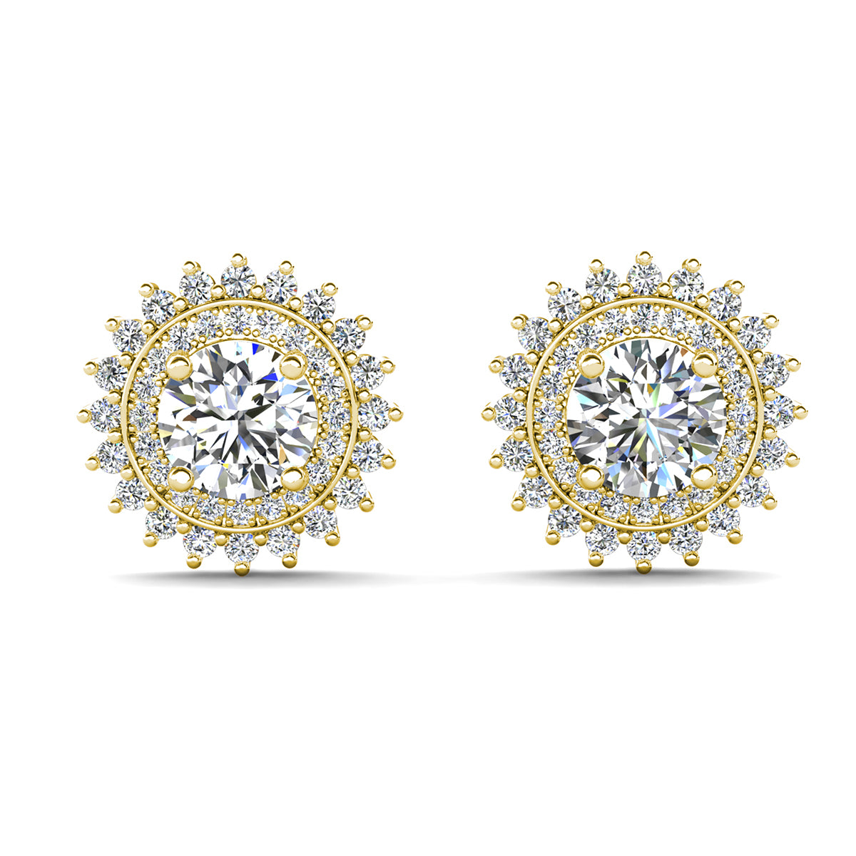 Cordelia 18k White Gold Plated Stud Earrings with Round Cut Simulated Diamond Crystals