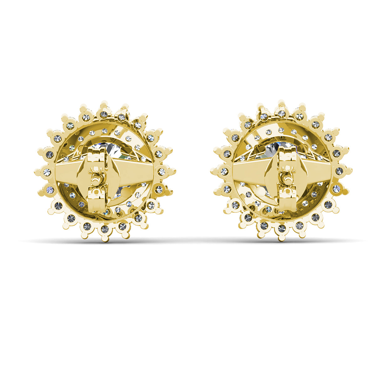 Cordelia 18k White Gold Plated Stud Earrings with Round Cut Simulated Diamond Crystals
