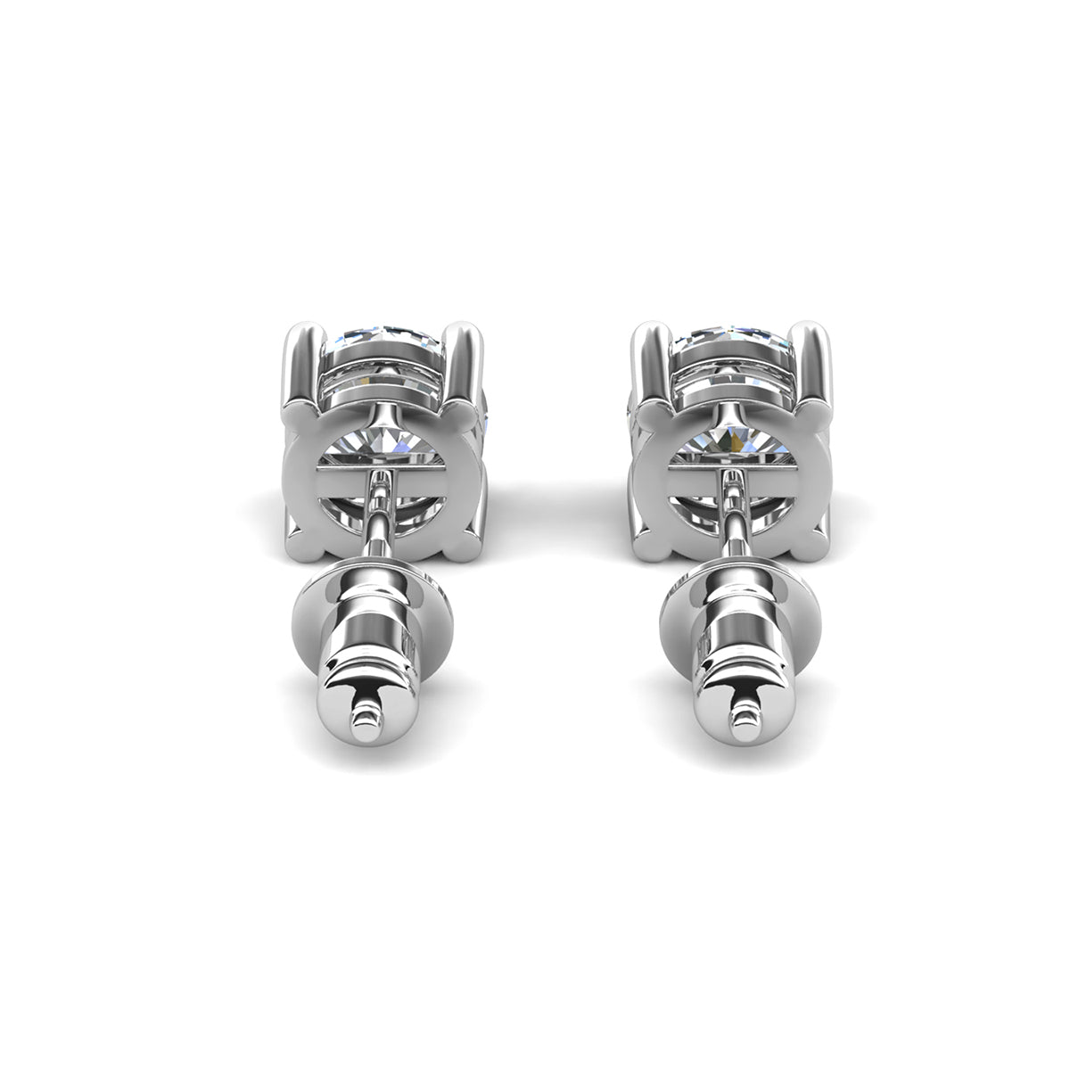 Mia 14k White Gold Plated Sterling Silver Stud Earrings with Simulated Diamond Crystals