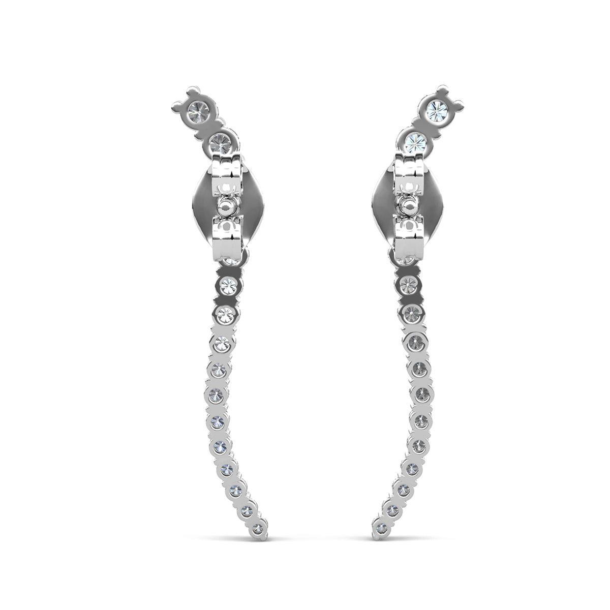 Isabella 18k White Gold Plated Sterling Silver Ear Climber Earrings with Simulated Diamond Crystals