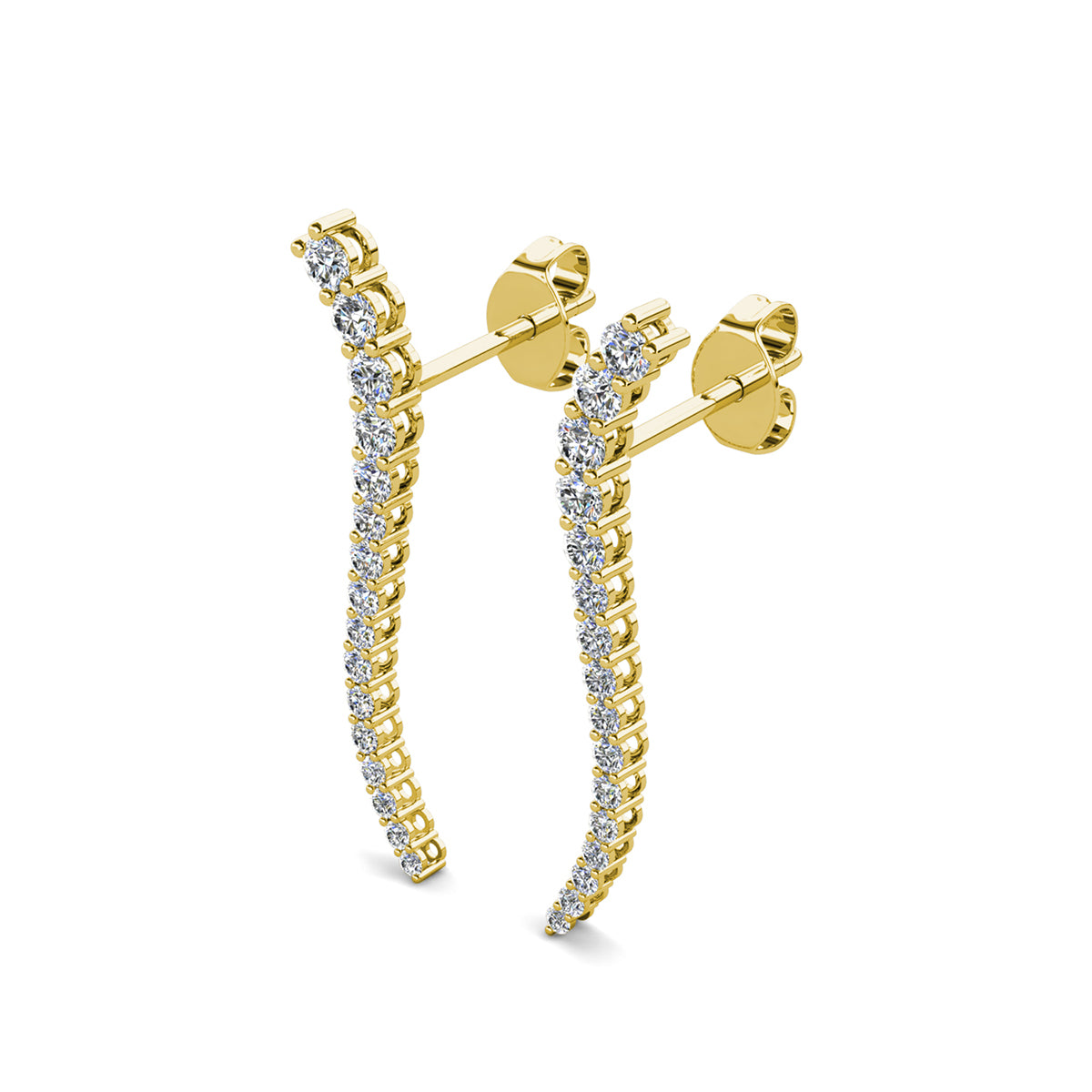 Isabella 18k White Gold Plated Sterling Silver Ear Climber Earrings with Simulated Diamond Crystals