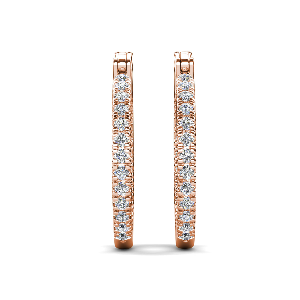 Nadia 18k White Gold Plated 24mm Hoop Earrings with Swarovski Crystals