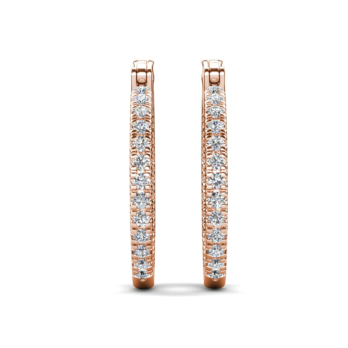Margot 18k White Gold Plated 24mm Hoop Earrings with Simulated Diamond Crystals