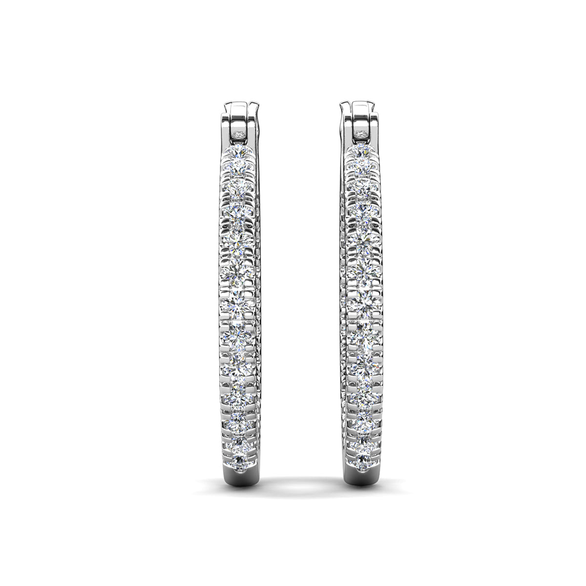 Margot 18k White Gold Plated 24mm Hoop Earrings with Simulated Diamond Crystals