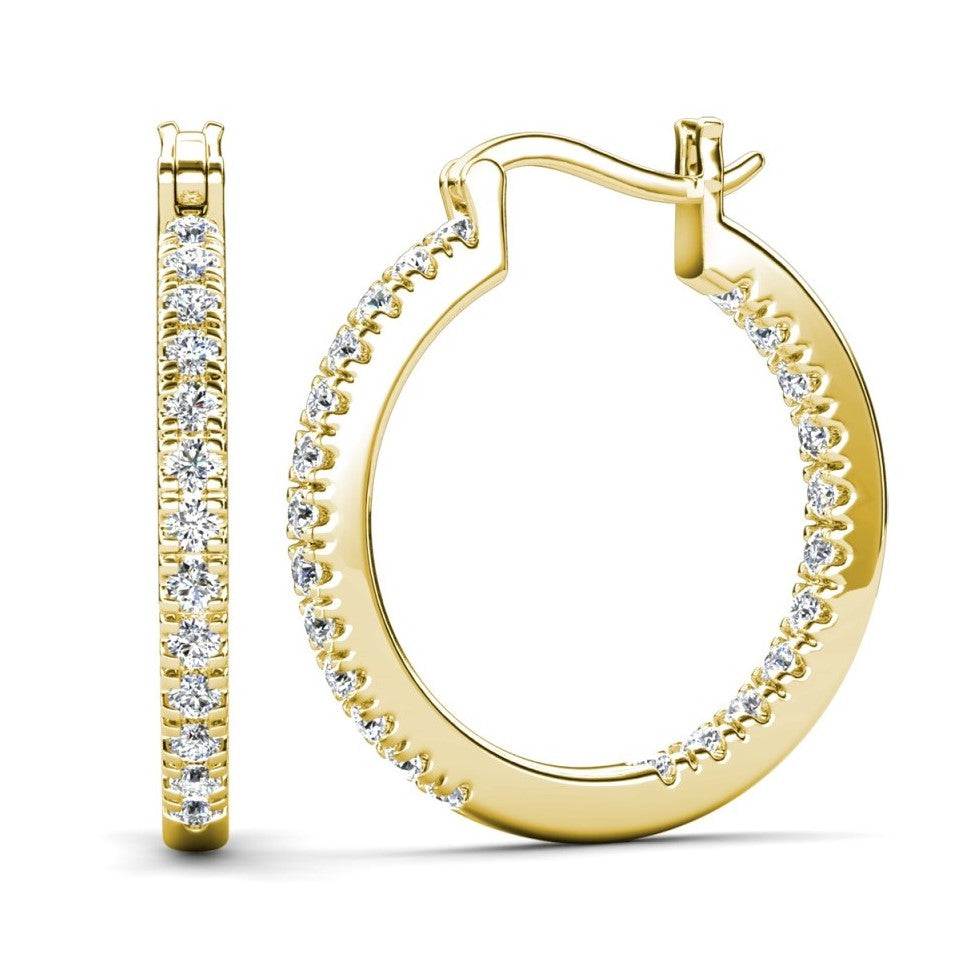 Margot 18k White Gold Plated 24mm Hoop Earrings with Simulated Diamond Crystals