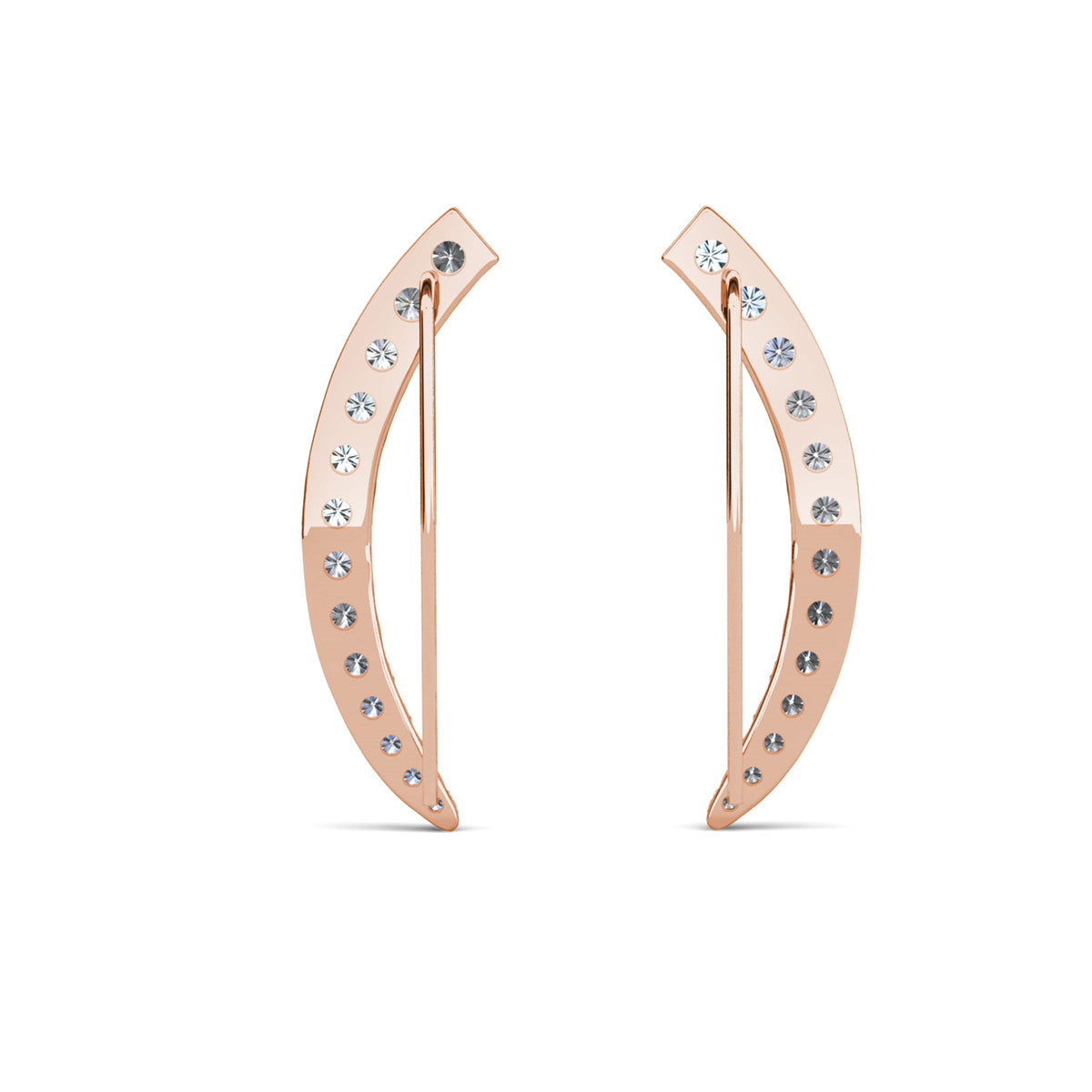 Camila 18k White Gold Plated Ear Climber Earrings with Simulated Diamond Crystals
