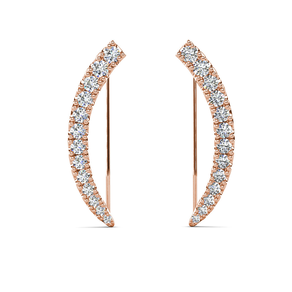 Camila 18k White Gold Plated Ear Climber Earrings with Simulated Diamond Crystals