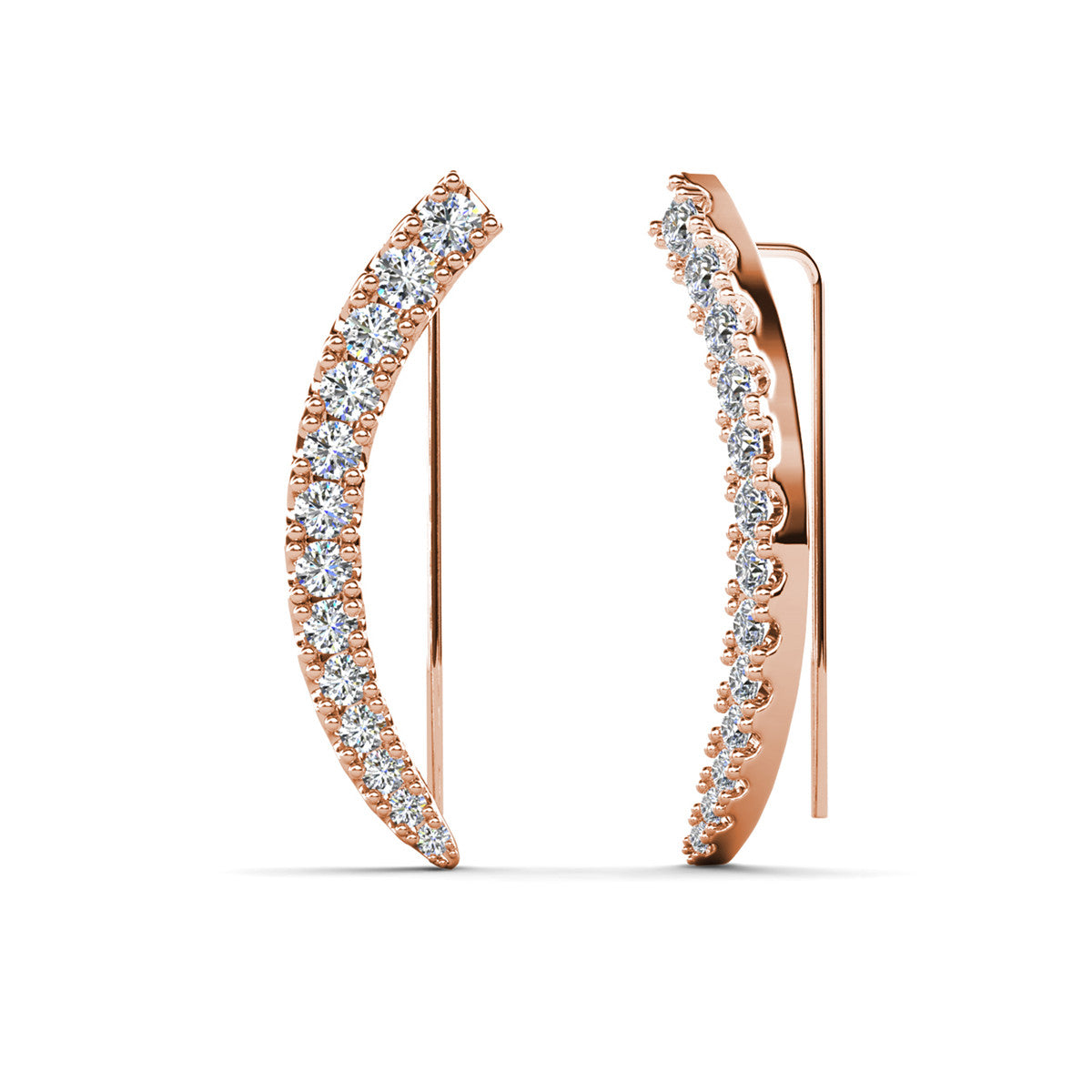 Camila 18k White Gold Plated Ear Climber Earrings with Simulated Diamond Crystals