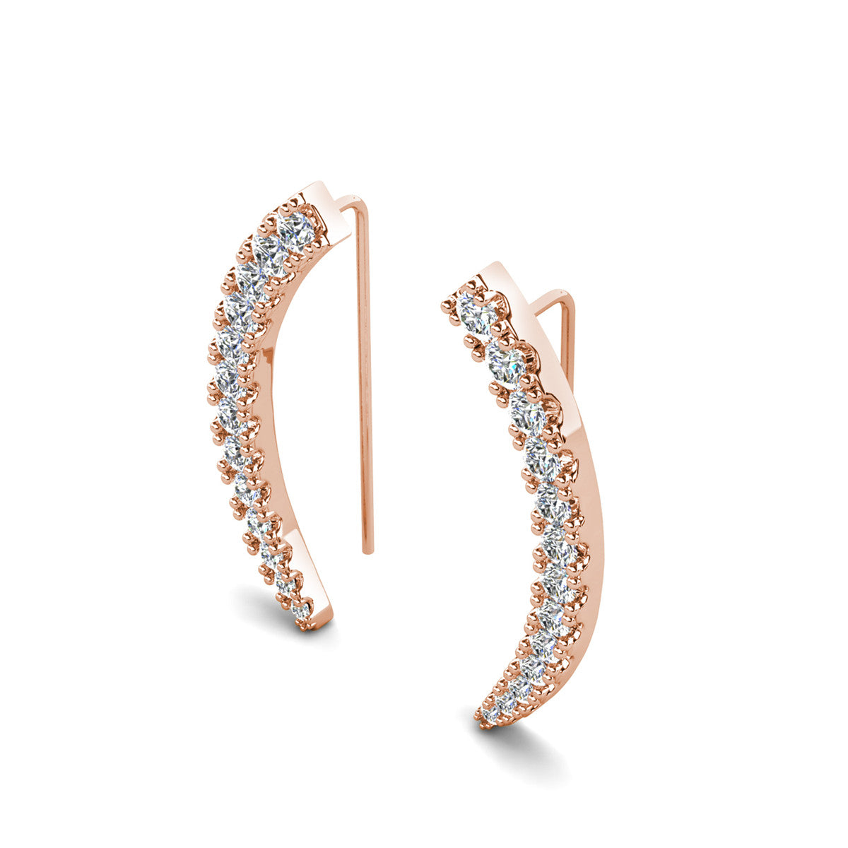 Camila 18k White Gold Plated Ear Climber Earrings with Simulated Diamond Crystals