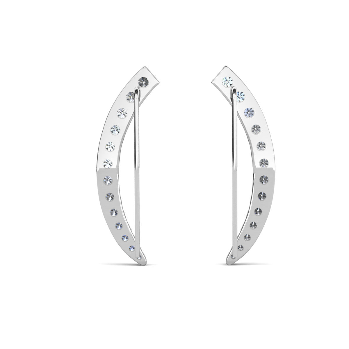 Camila 18k White Gold Plated Ear Climber Earrings with Simulated Diamond Crystals