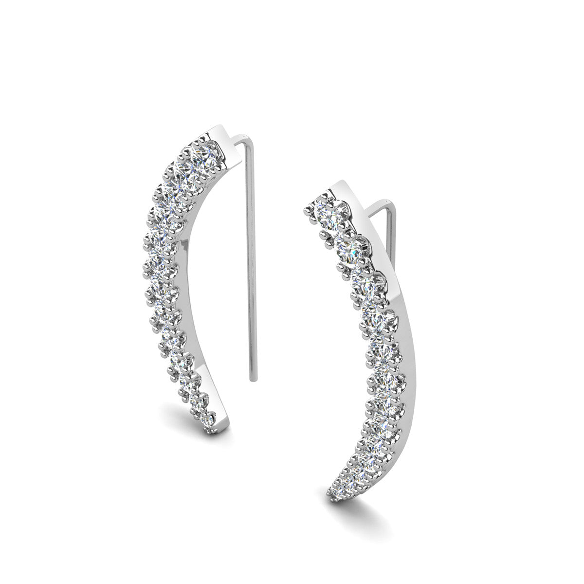 Camila 18k White Gold Plated Ear Climber Earrings with Simulated Diamond Crystals