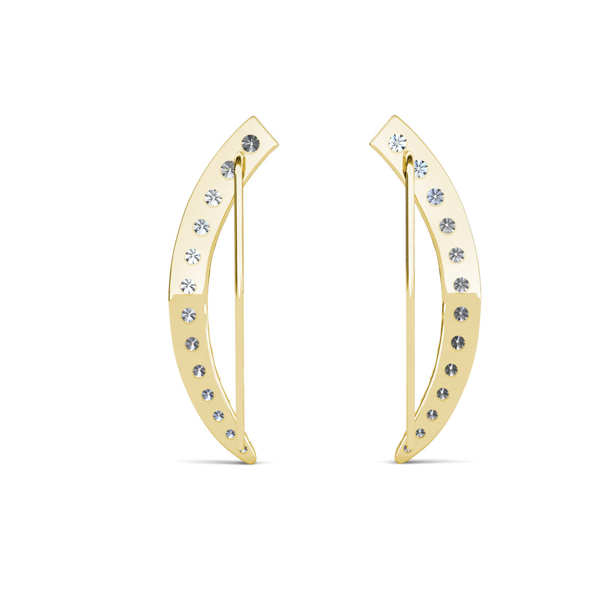 Camila 18k White Gold Plated Ear Climber Earrings with Simulated Diamond Crystals