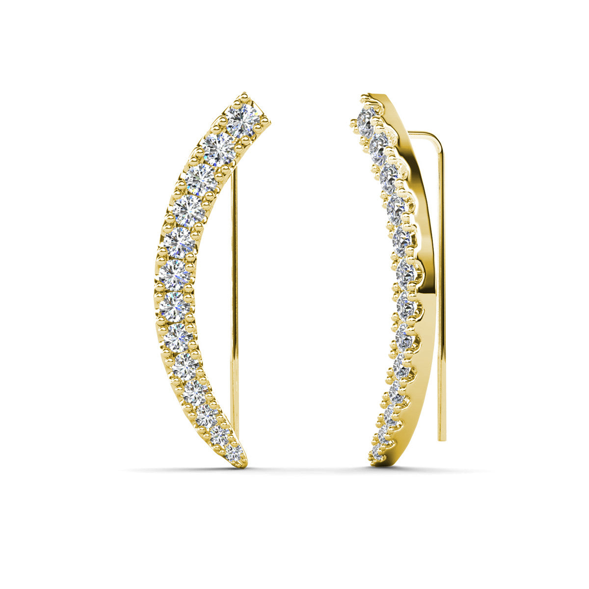Camila 18k White Gold Plated Ear Climber Earrings with Simulated Diamond Crystals