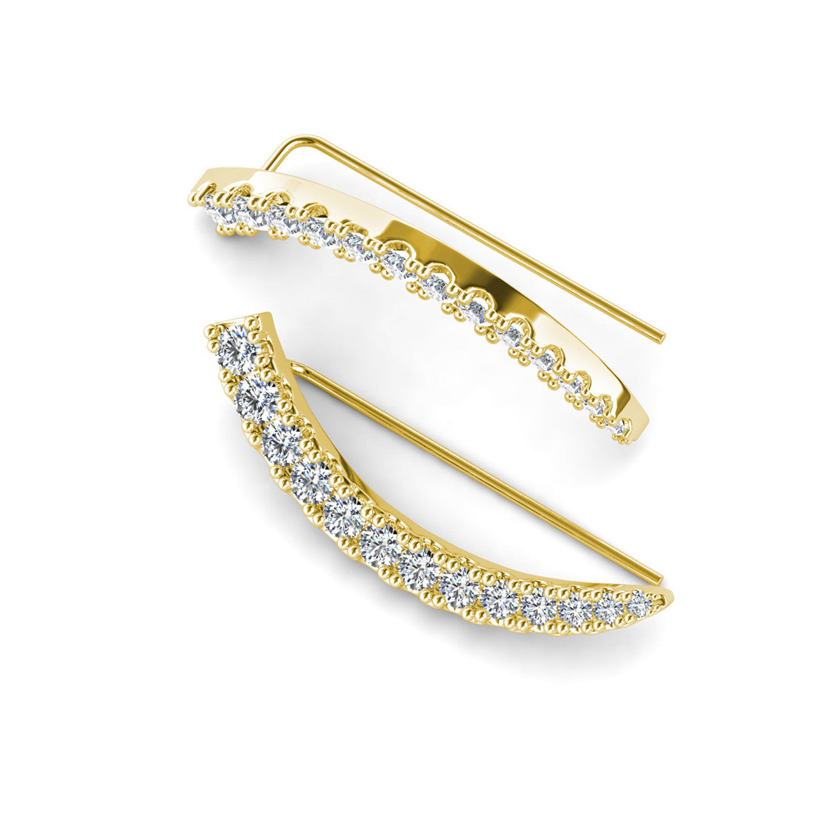 Camila 18k White Gold Plated Ear Climber Earrings with Simulated Diamond Crystals
