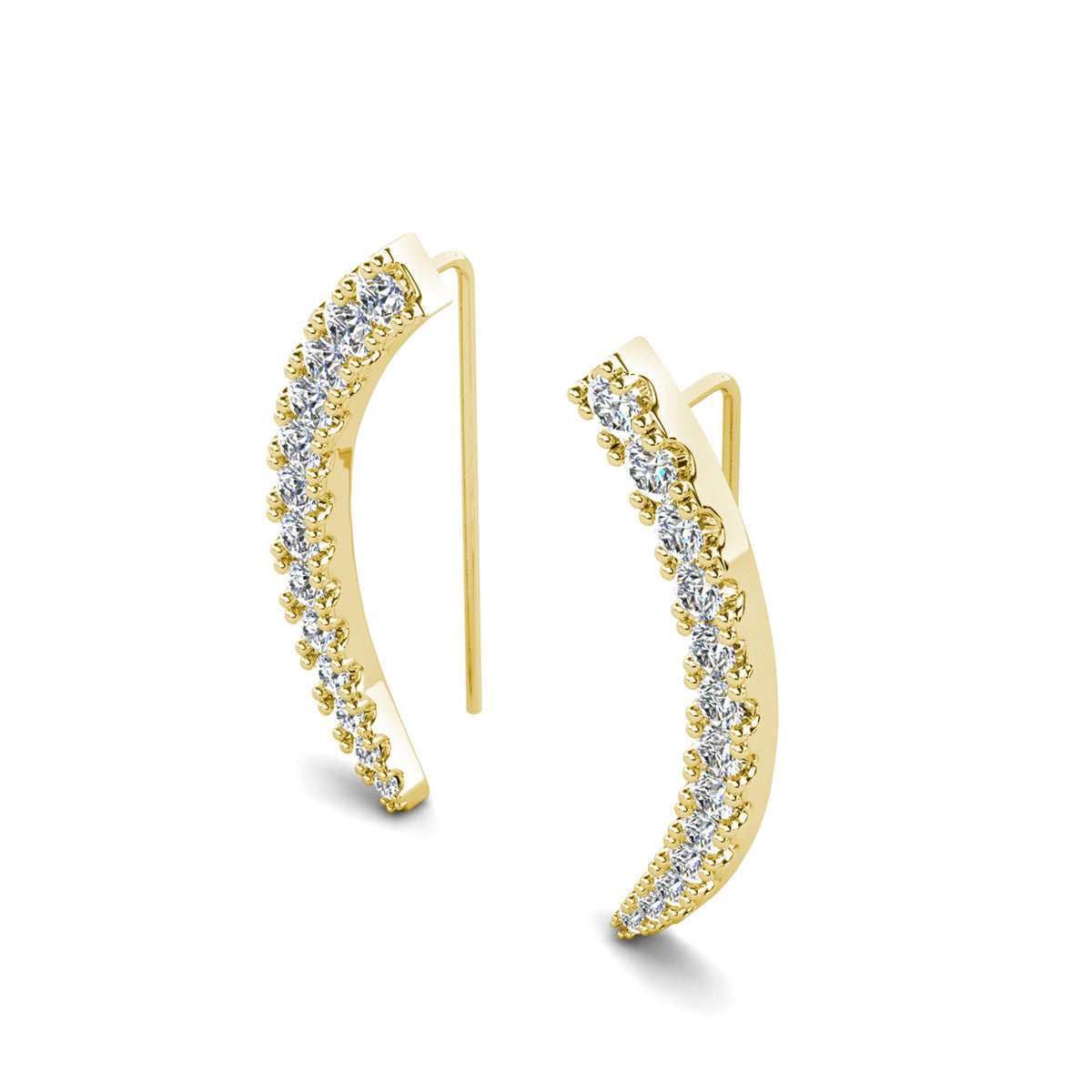 Camila 18k White Gold Plated Ear Climber Earrings with Simulated Diamond Crystals