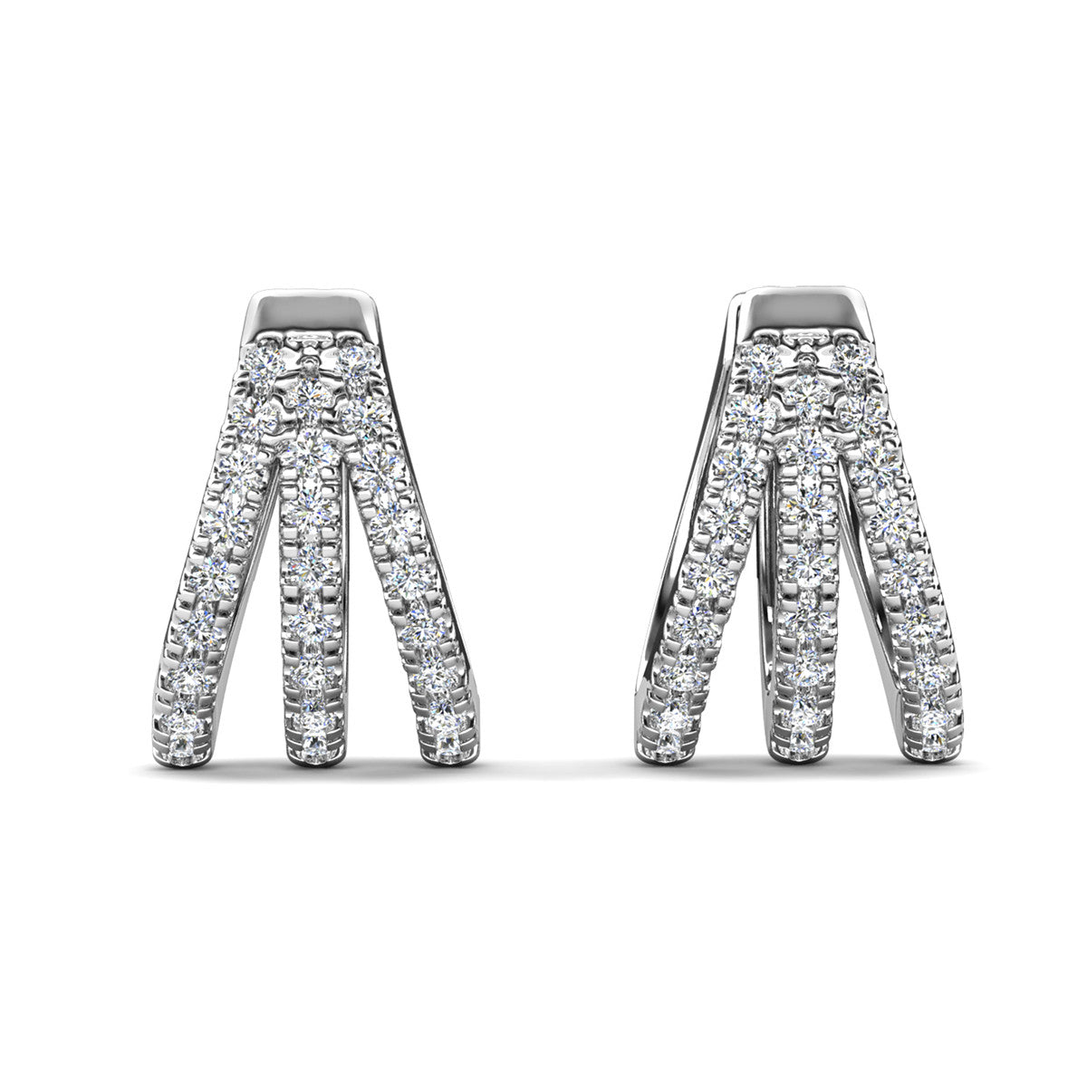 Aliyah 18k White Gold Plated 14mm Hoop Earrings with Simulated Diamond Crystals