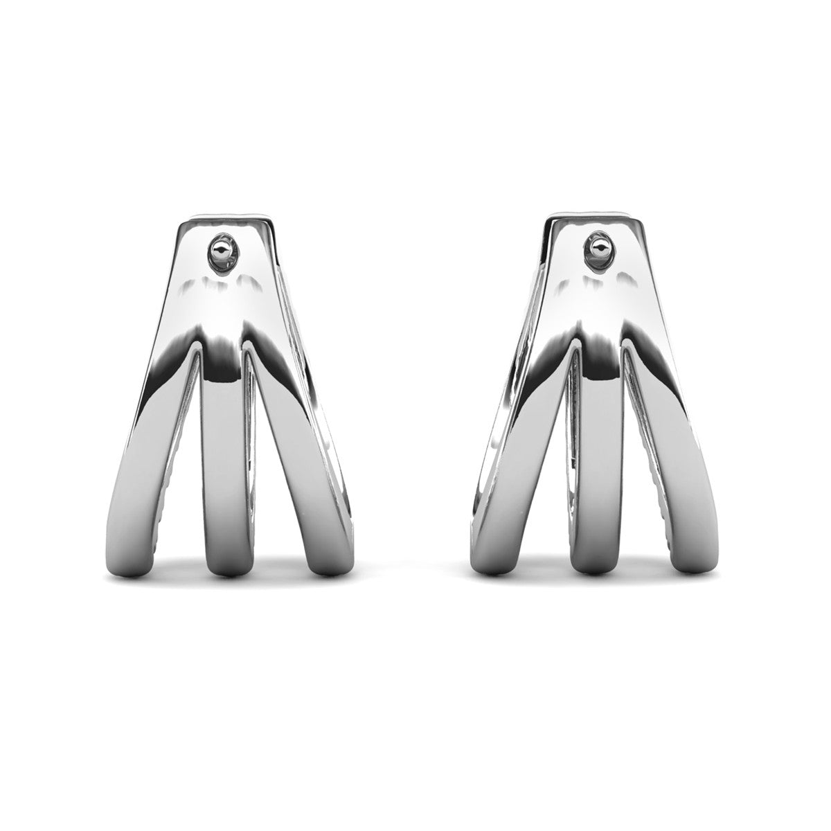 Aliyah 18k White Gold Plated 14mm Hoop Earrings with Simulated Diamond Crystals