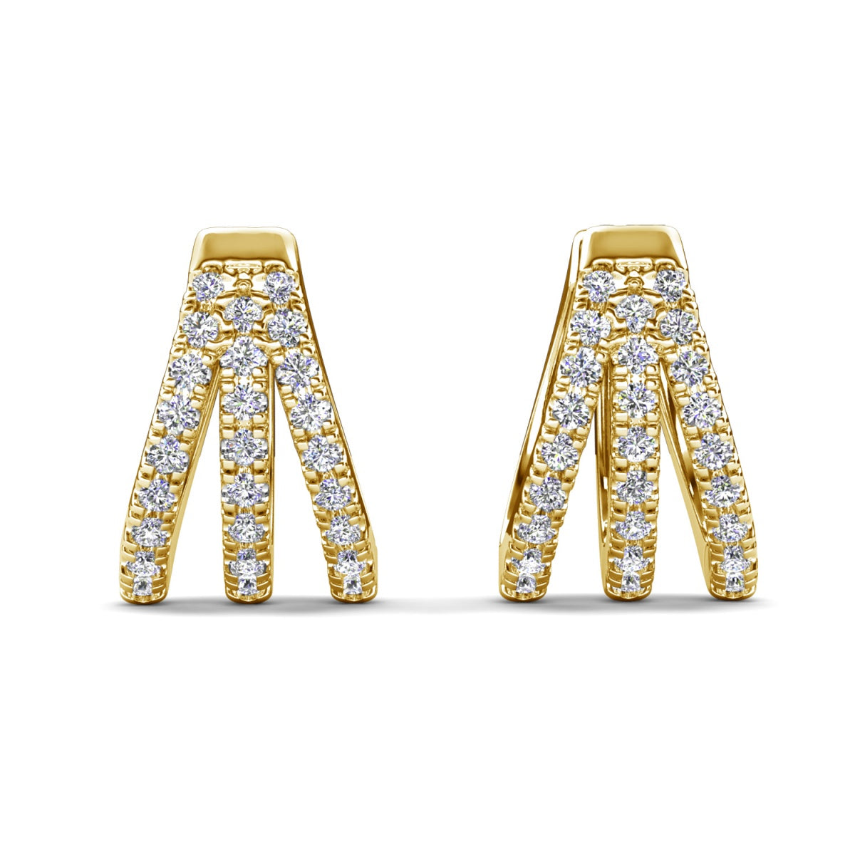 Aliyah 18k White Gold Plated 14mm Hoop Earrings with Simulated Diamond Crystals