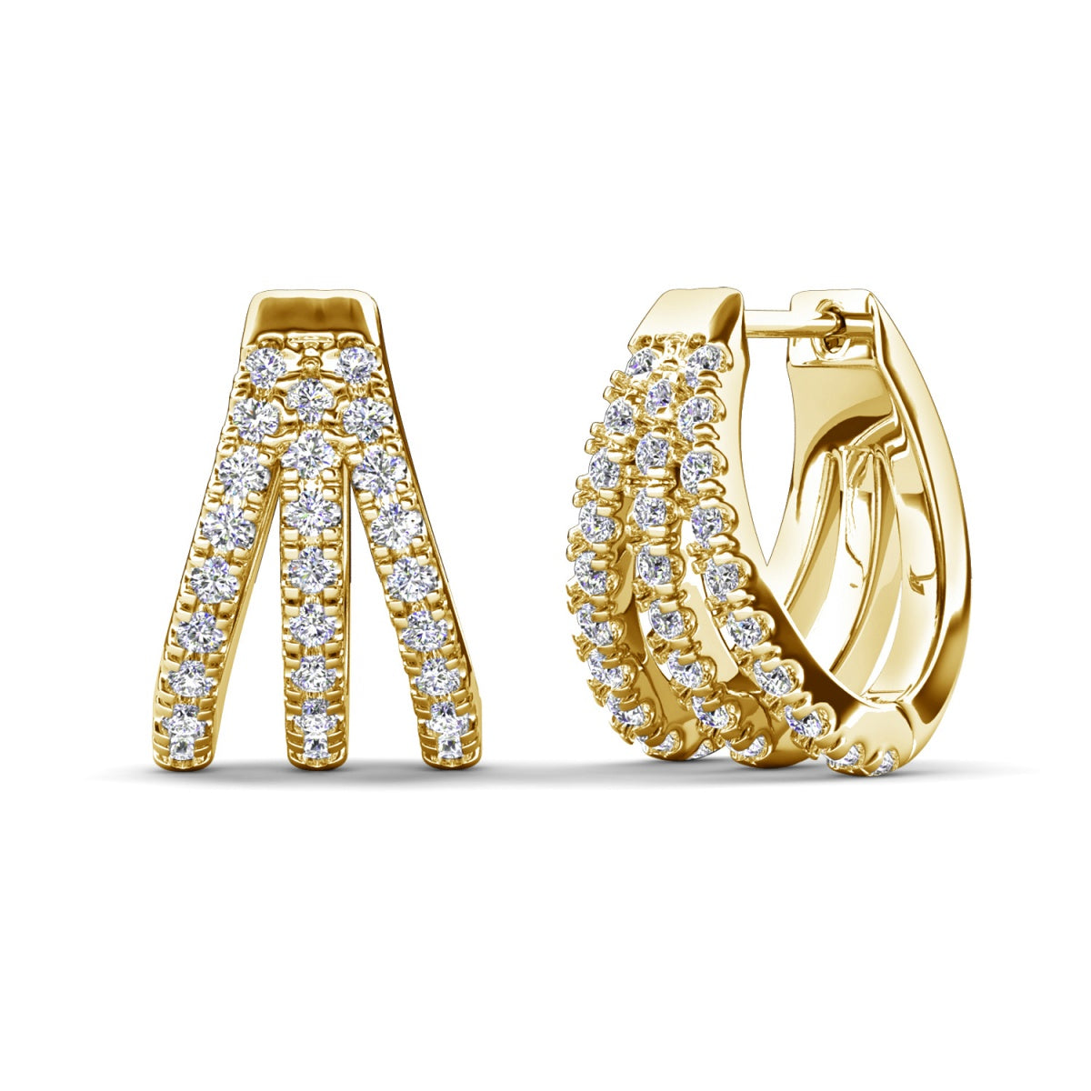 Aliyah 18k White Gold Plated 14mm Hoop Earrings with Simulated Diamond Crystals