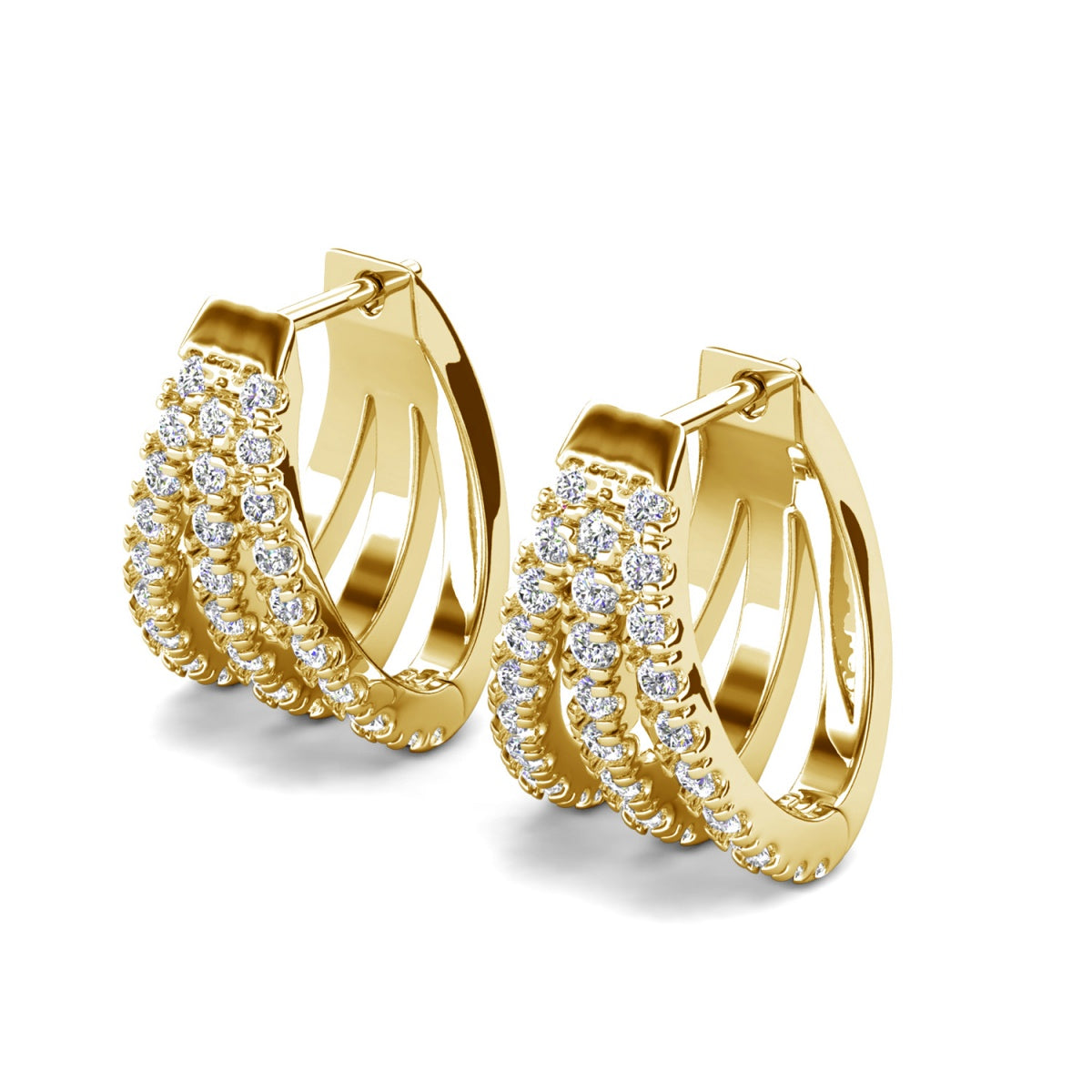 Aliyah 18k White Gold Plated 14mm Hoop Earrings with Simulated Diamond Crystals