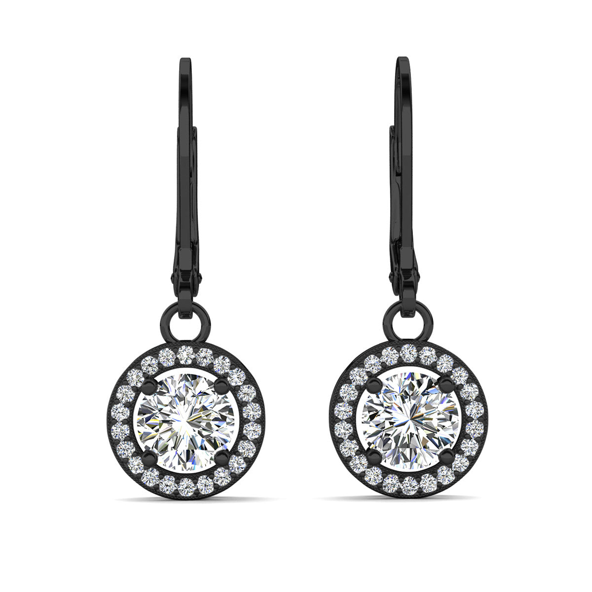 Juliana 18k White Gold Plated Halo Dangle Earrings with Round Cut Simulated Diamond Crystals