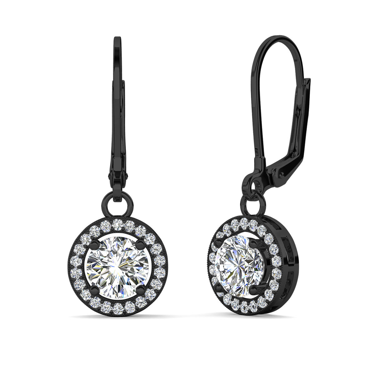 Juliana 18k White Gold Plated Halo Dangle Earrings with Round Cut Simulated Diamond Crystals