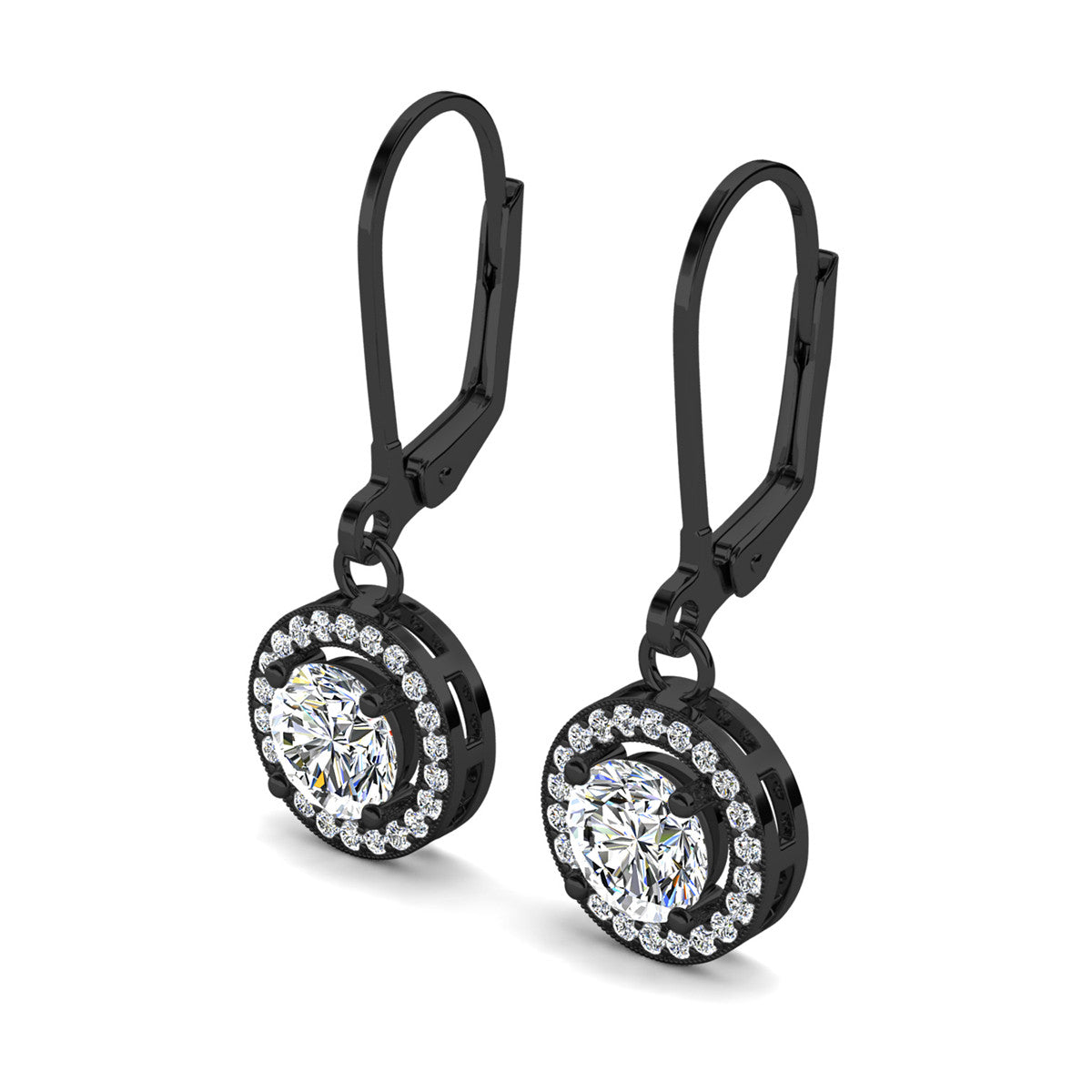 Juliana 18k White Gold Plated Halo Dangle Earrings with Round Cut Simulated Diamond Crystals
