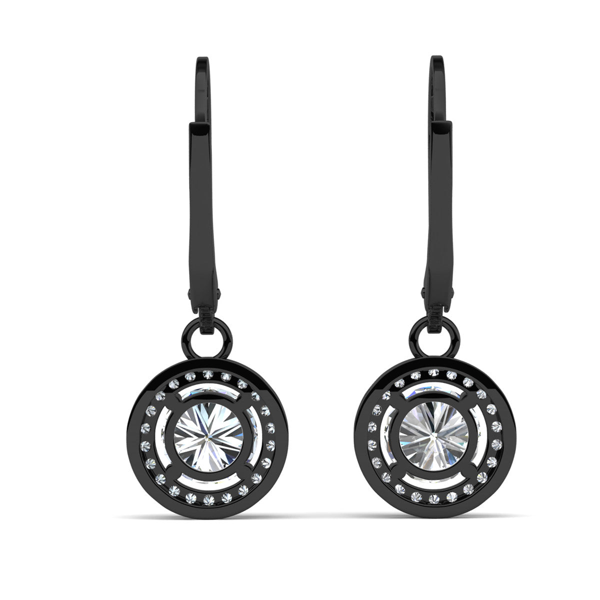 Juliana 18k White Gold Plated Halo Dangle Earrings with Round Cut Simulated Diamond Crystals