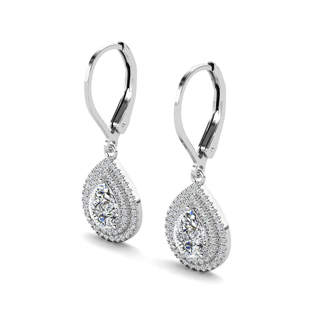 Aurelia 18k White Gold Plated Tear Drop Earrings with Simulated Diamond Crystals