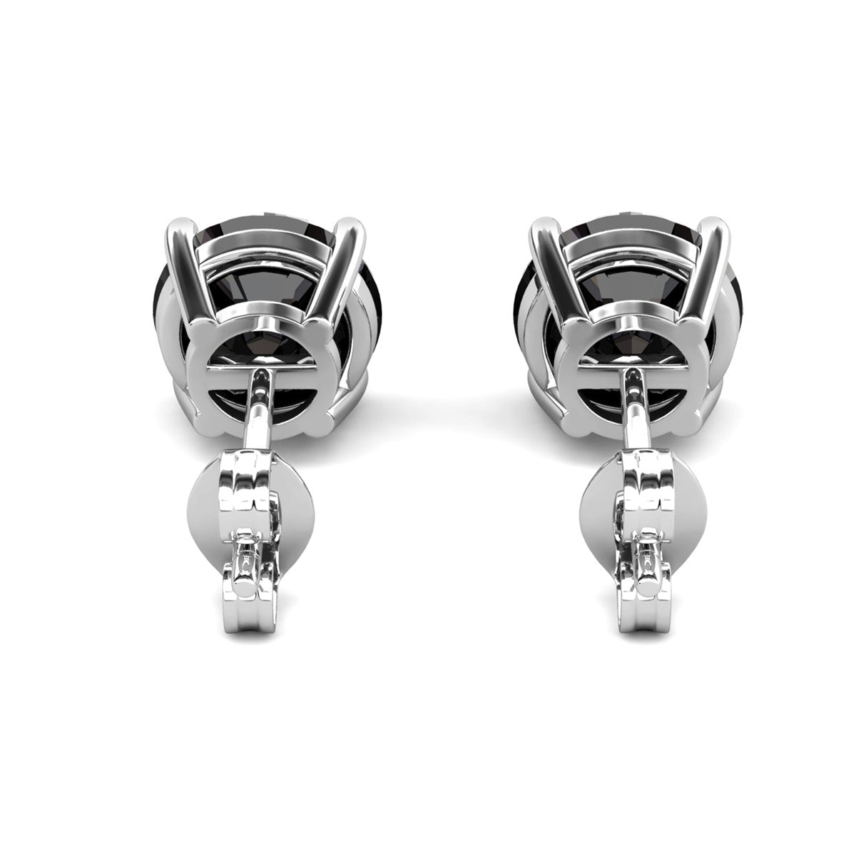 Dina 18k White Gold Plated Stud Earrings with Black Gemstone
