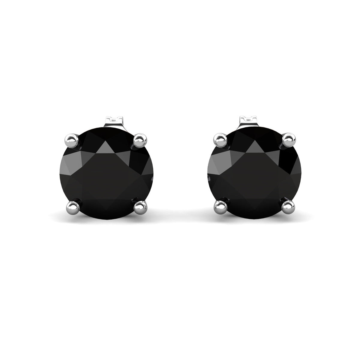 Dina 18k White Gold Plated Stud Earrings with Black Gemstone