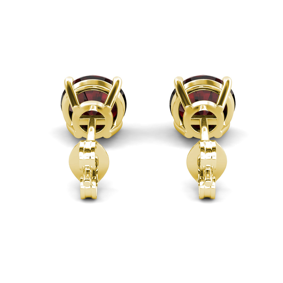 Larissa 18k Yellow Gold Plated Stud Earrings with Round Cut Ruby Gemstones