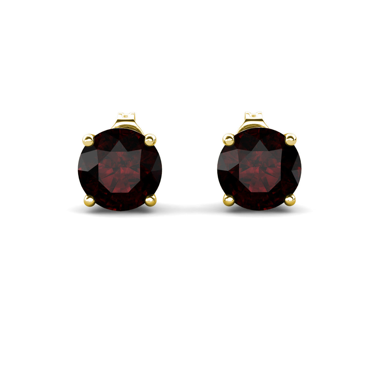 Larissa 18k Yellow Gold Plated Stud Earrings with Round Cut Ruby Gemstones