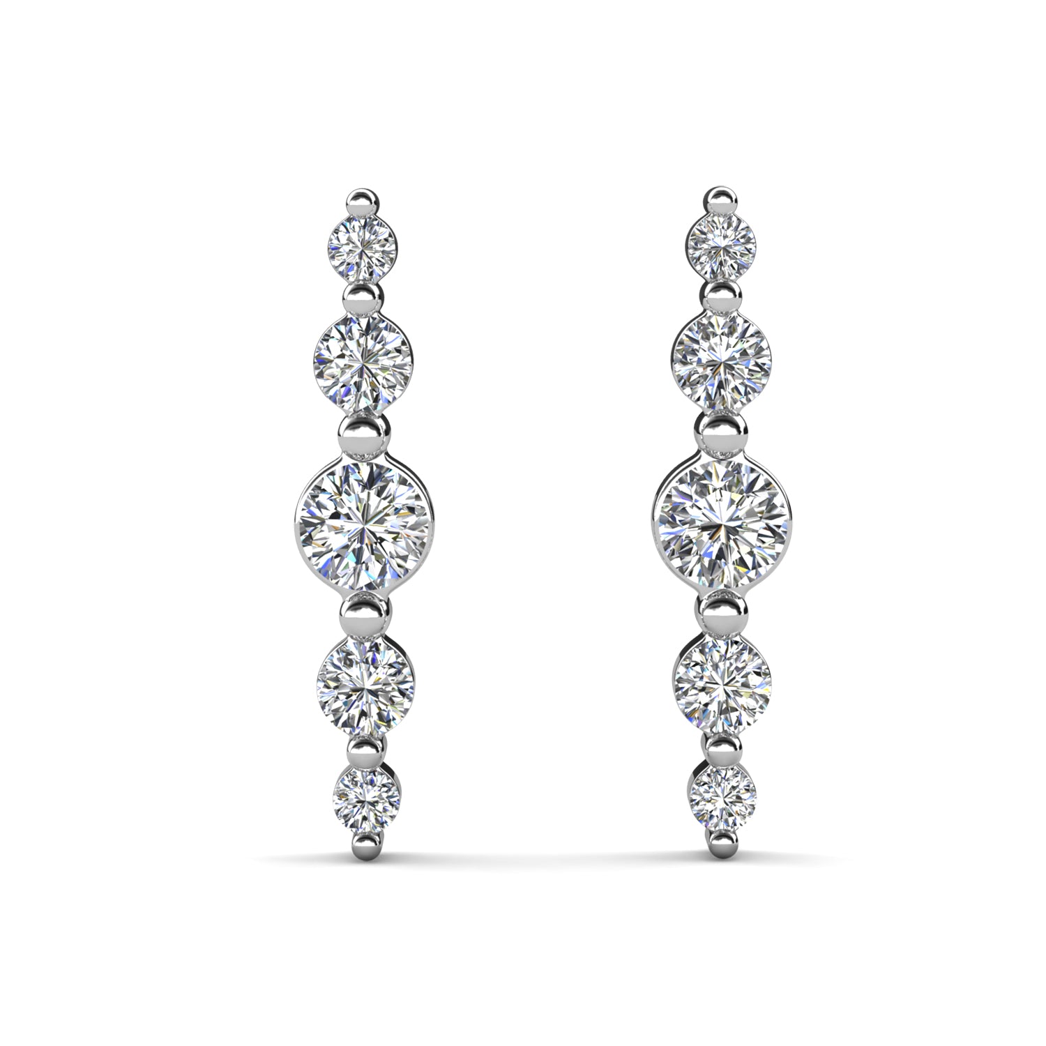 Theadora 18k White Gold Plated Linear Drop Earrings with Swarovski Crystals