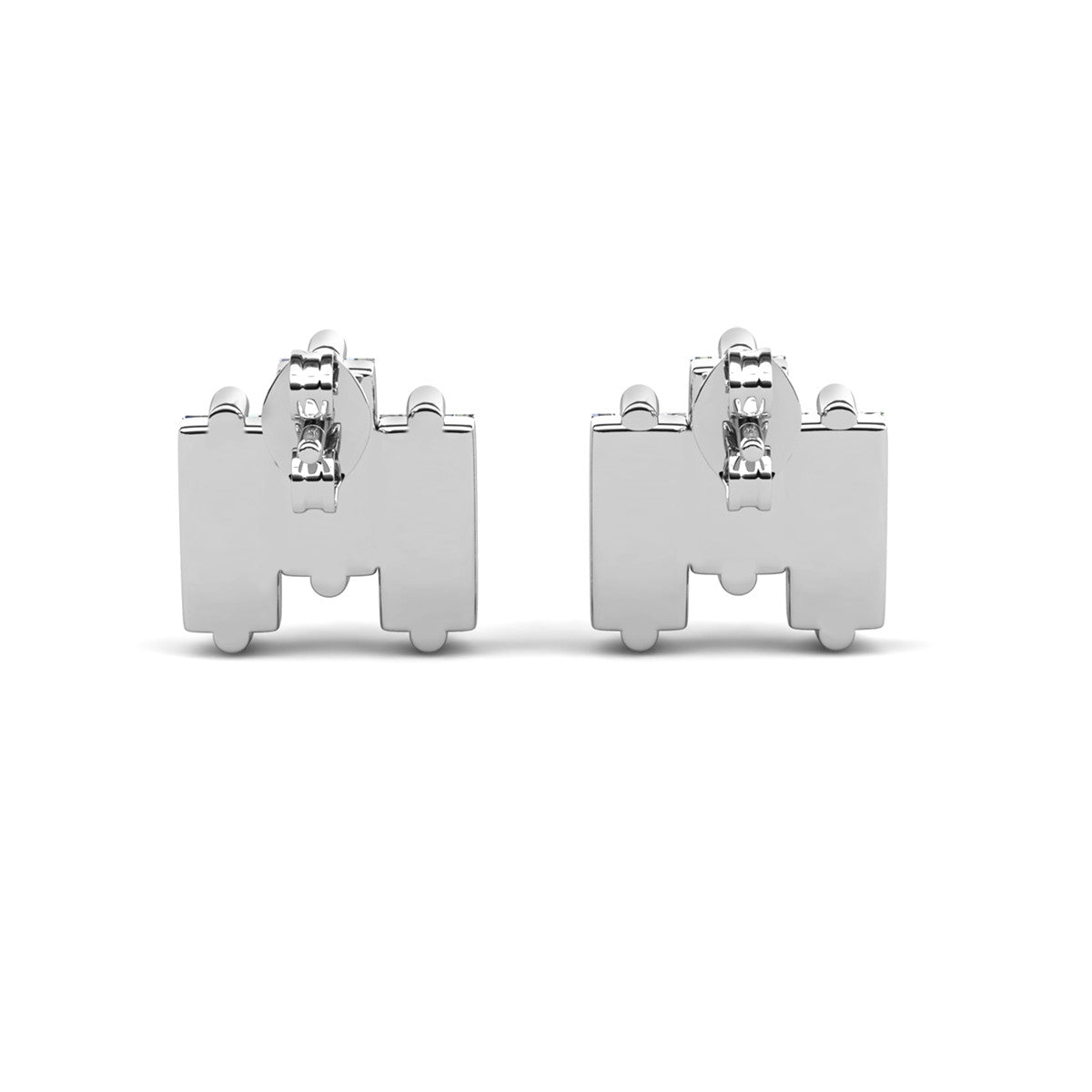 Jovie 18k White Gold Plated 3-Stone Emerald Cut Stud Earrings & To Bridesmaid Leaf Card