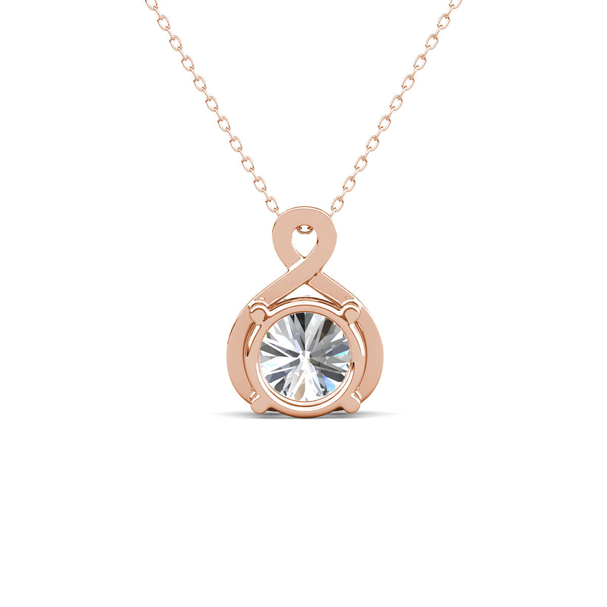 Alessandra 18k White Gold Plated Infinity Halo Pendant Necklace with Simulated Diamond Crystals (3 Pair Set)
