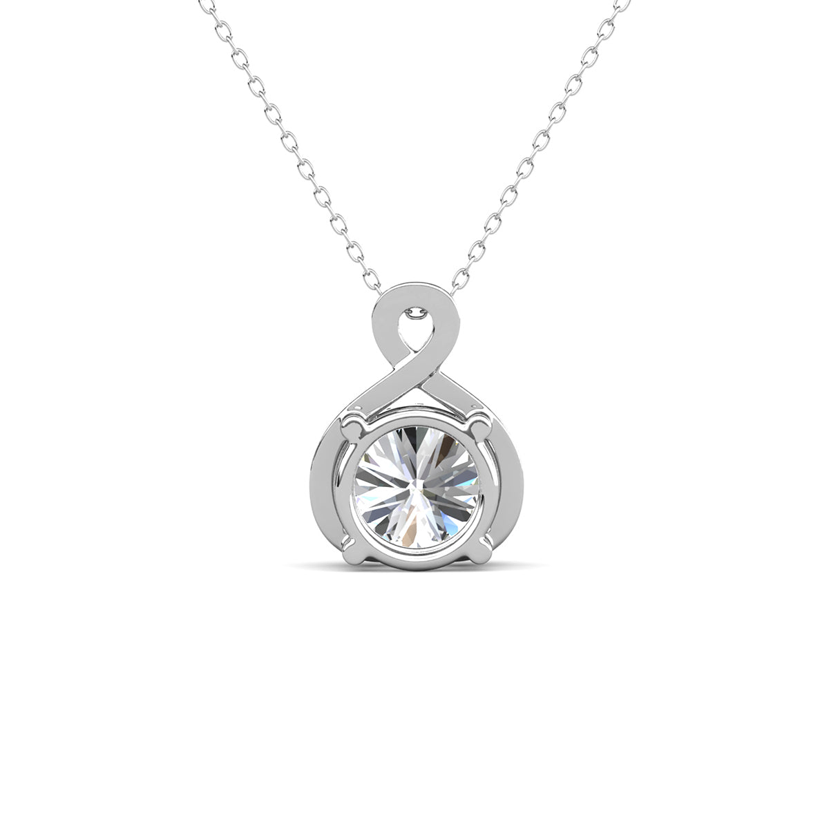 Alessandra 18k White Gold Plated Infinity Halo Pendant Necklace with Simulated Diamond Crystals (3 Pair Set)