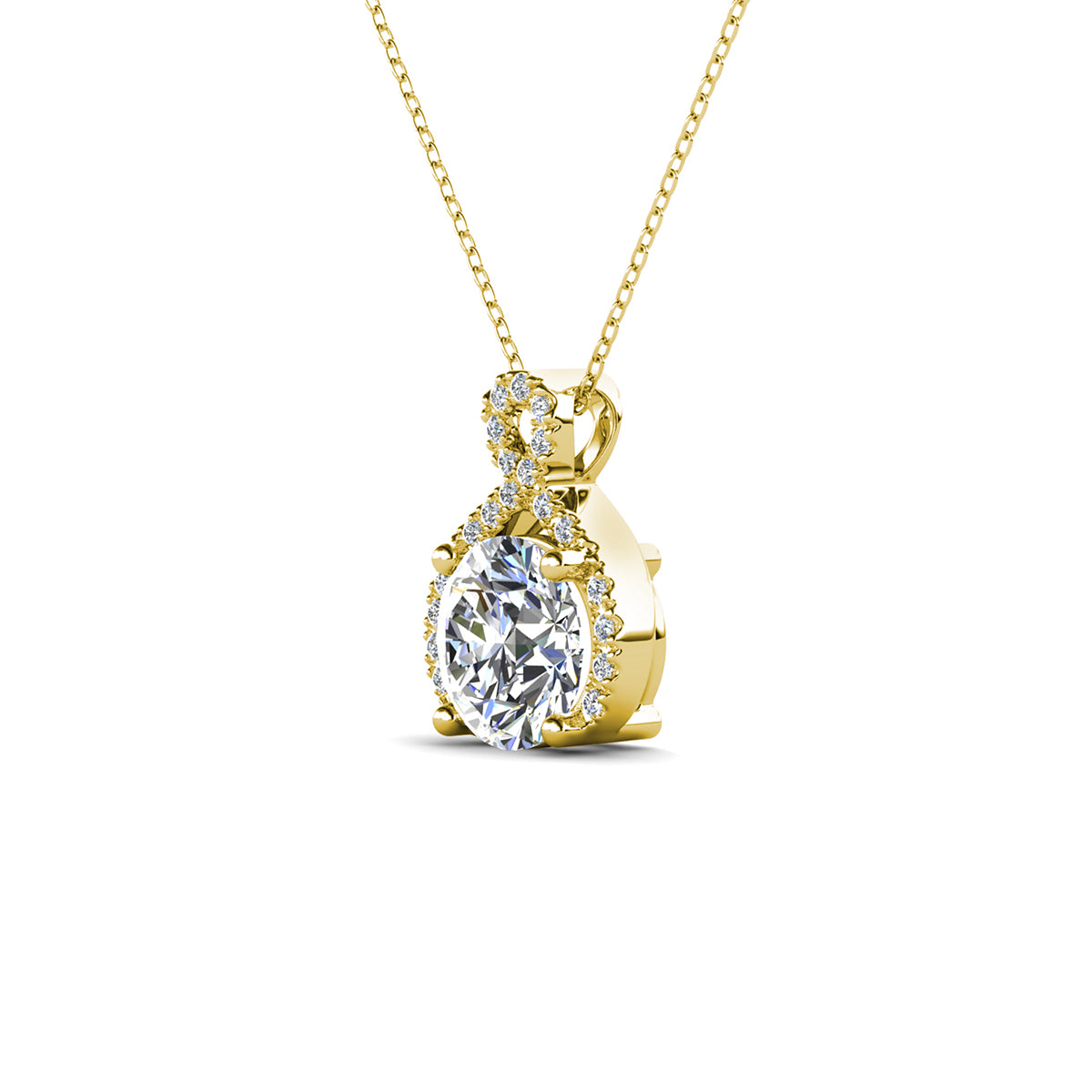 Alessandra 18k White Gold Plated Infinity Halo Pendant Necklace with Simulated Diamond Crystals (3 Pair Set)