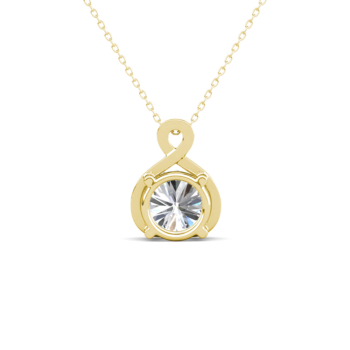 Alessandra 18k White Gold Plated Infinity Halo Pendant Necklace with Simulated Diamond Crystals (3 Pair Set)