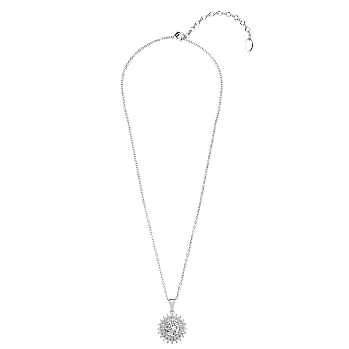 Cordelia 18k White Gold Plated Silver Pendant Necklace with Simulated Diamond Crystals
