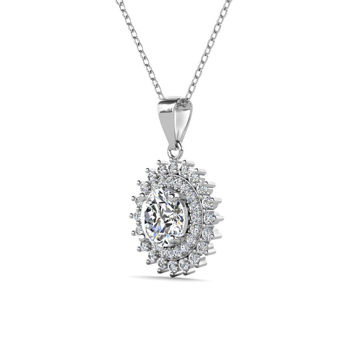 Cordelia 18k White Gold Plated Silver Pendant Necklace with Simulated Diamond Crystals