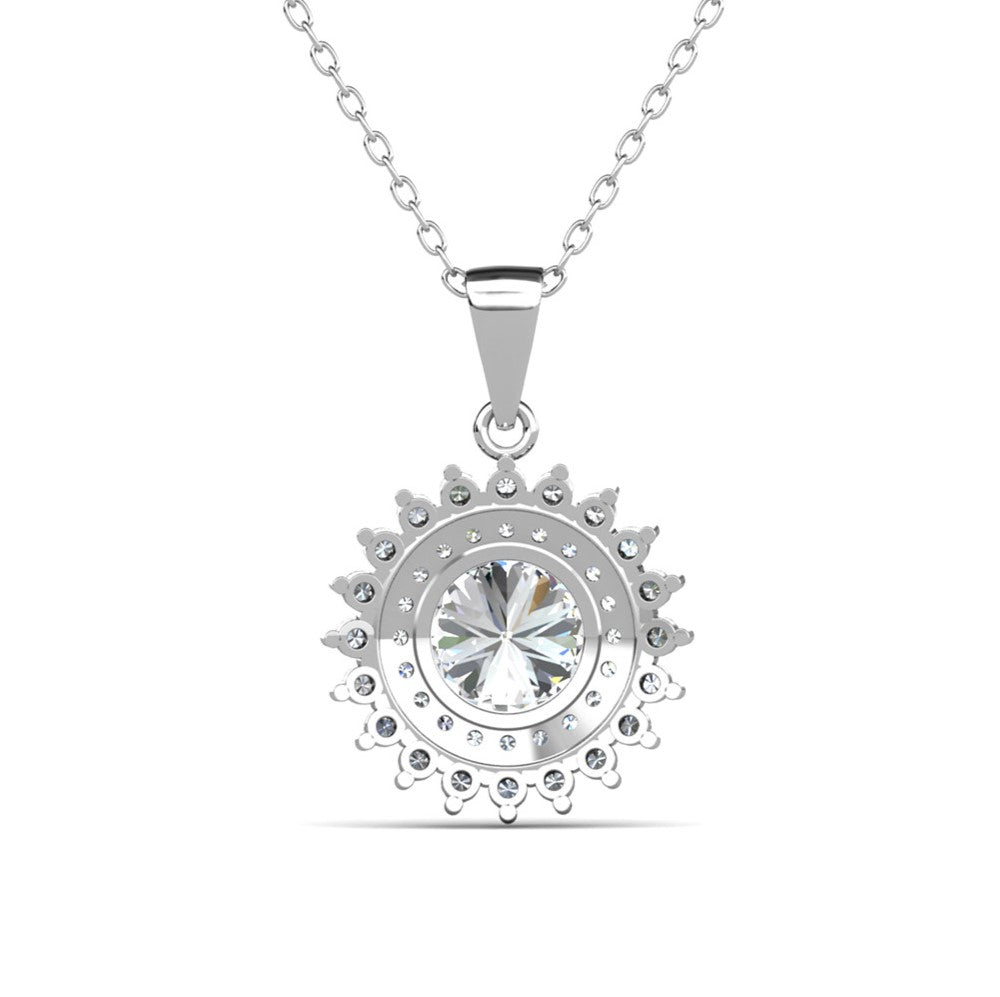 Cordelia 18k White Gold Plated Silver Pendant Necklace with Simulated Diamond Crystals