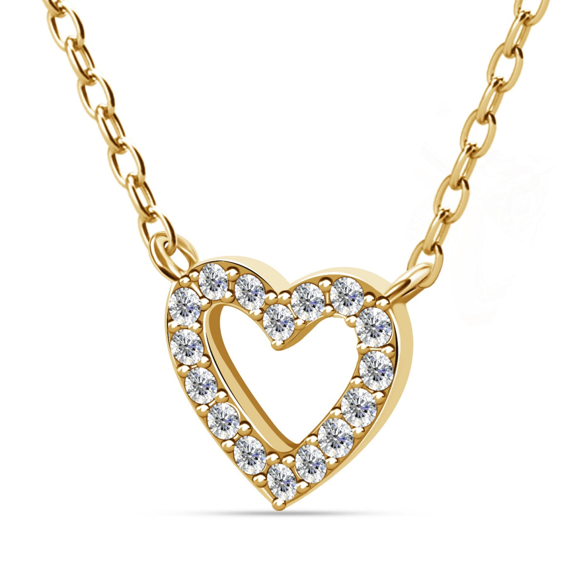 Piper 18k White Gold Plated Heart Pendant Necklace with Swarovski Crystals