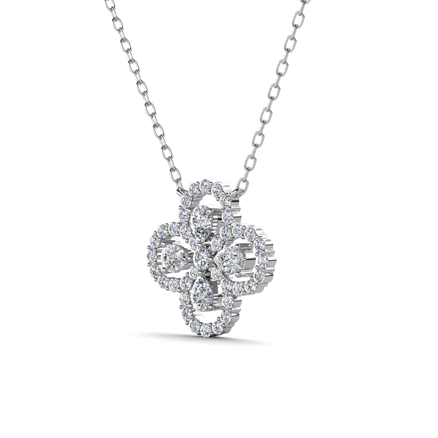 Marie 18k White Gold Plated Clover Flower Necklace & Strength and Peace Shadow Card