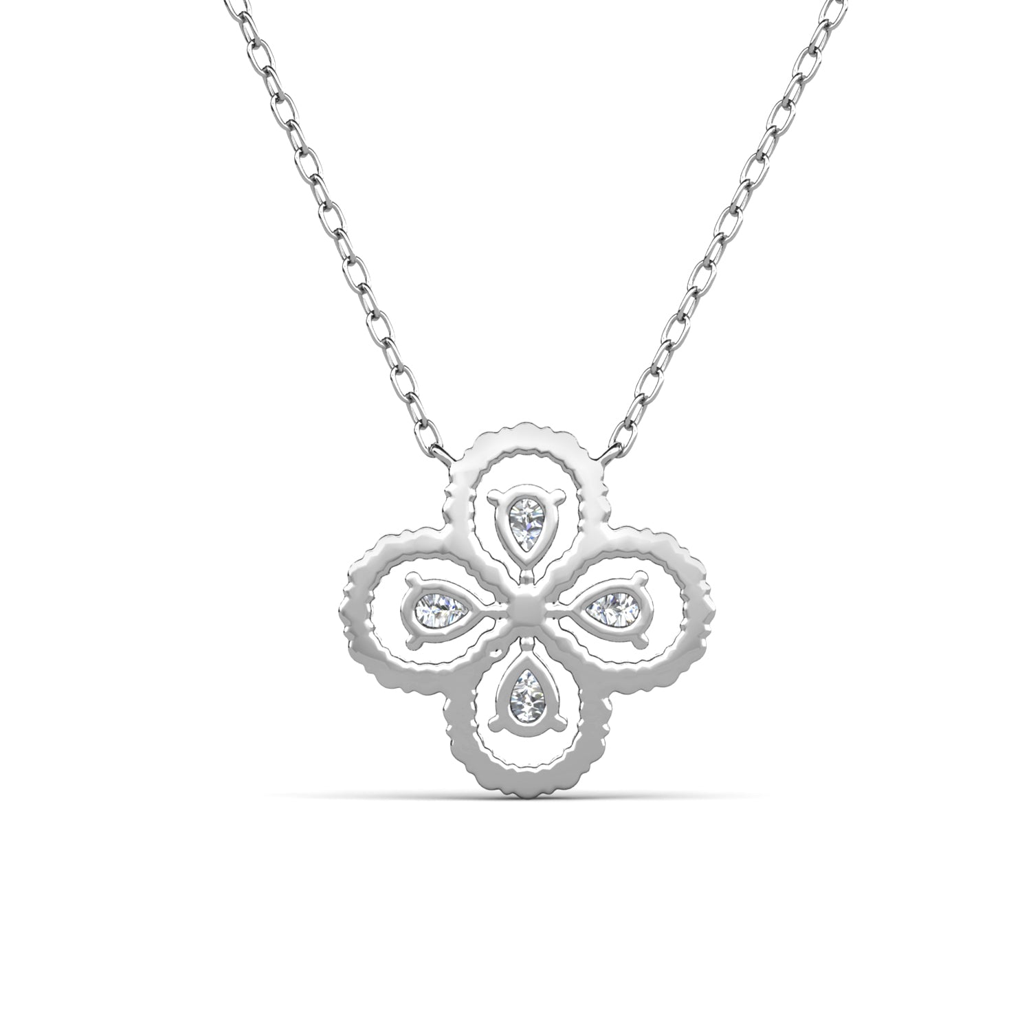 Marie 18k White Gold Plated Clover Flower Necklace & Strength and Peace Shadow Card