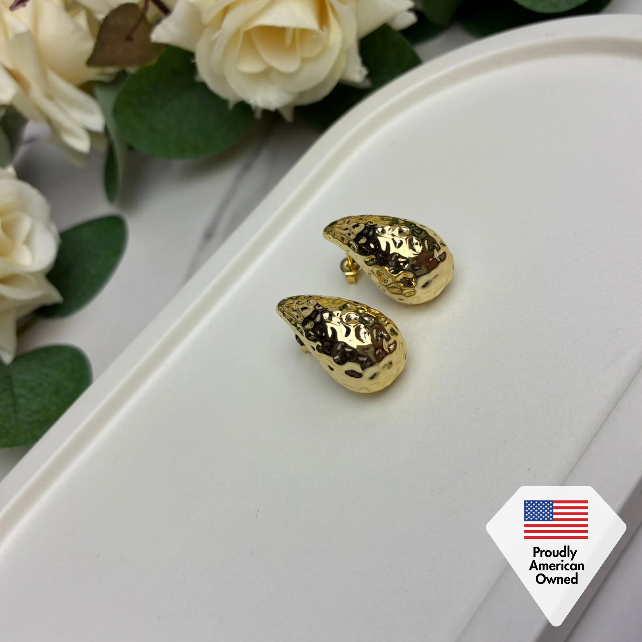 Candice 18k White Gold Plated Teardrop Stud Earrings