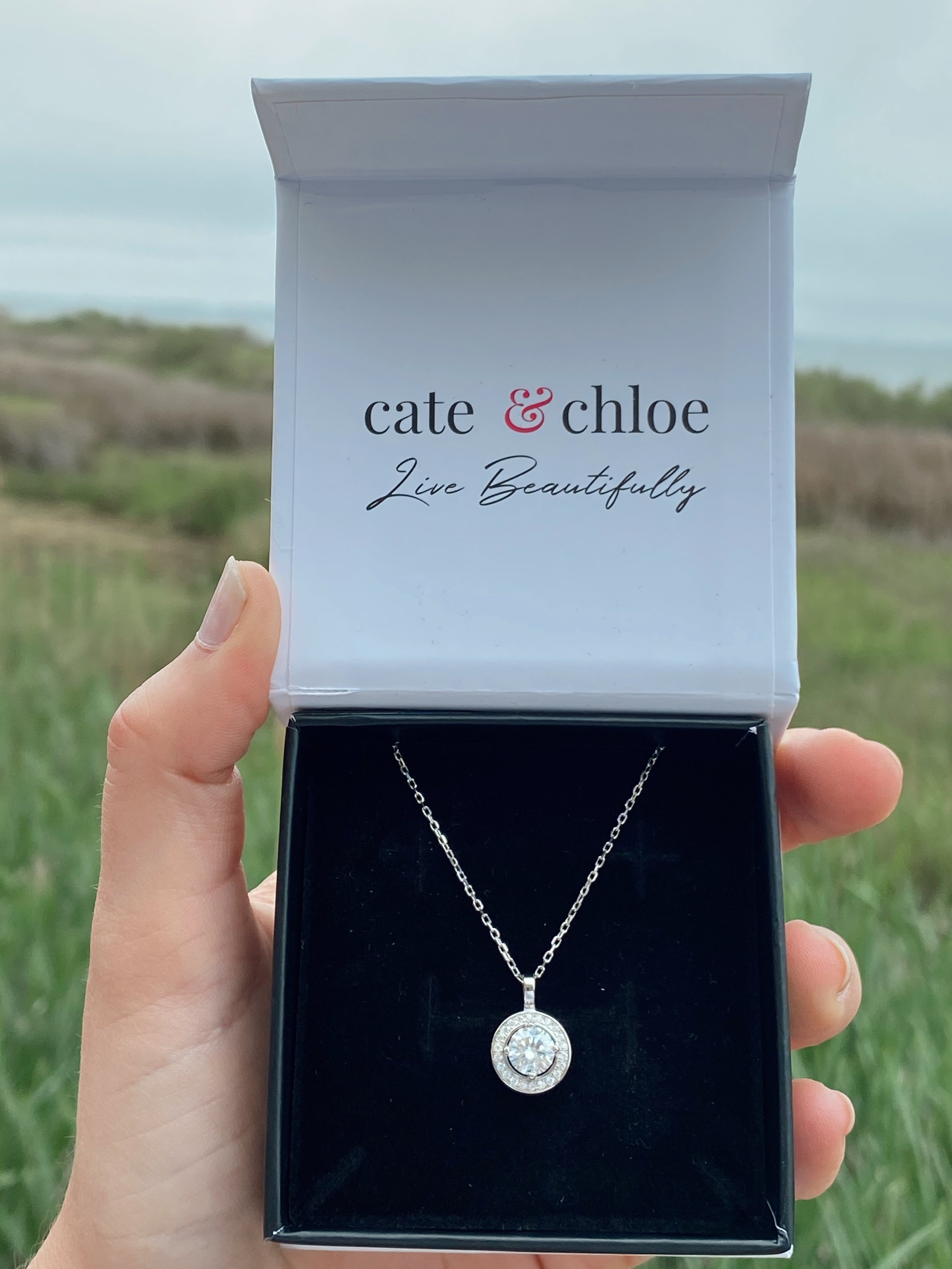 Moissanite by Cate & Chloe Jordan Sterling Silver Necklace with Moissanite Crystals