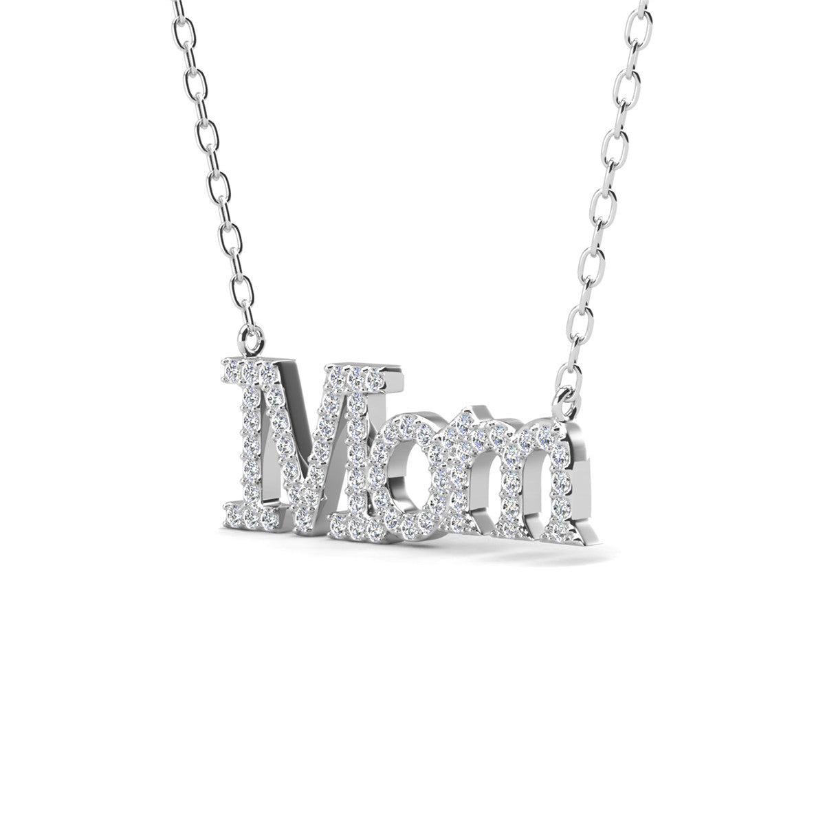 Carrie 18k White Gold Plated Mom Necklace with Swarovski Crystals