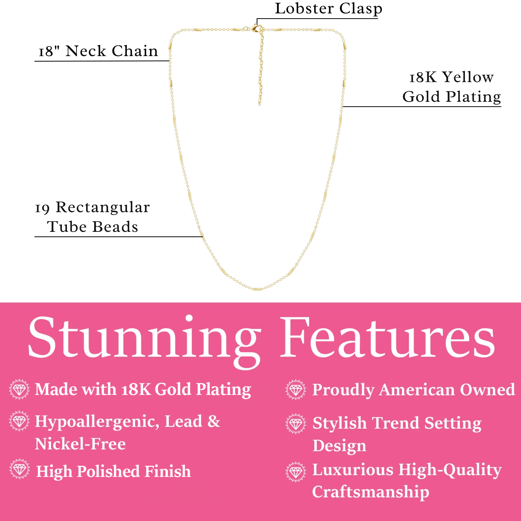 Cassidy 18k White Gold Plated Stacking Necklace Chain